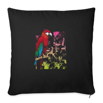 Papagei Auf Einem Ast Im Amazonas - Sofakissenbezug 45 x 45 cm - Schwarz - Vorne