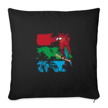 Colorful parrot on a branch - Sofa pillowcase 17,3'' x 17,3'' (45 x 45 cm) - black - Front
