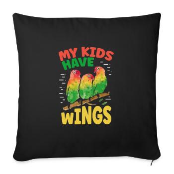 My children have wings - Sofa pillowcase 17,3'' x 17,3'' (45 x 45 cm) - black - Front