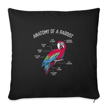 Anatomie d’un perroquet - Housse de coussin décorative 45 x 45 cm - noir - Devant
