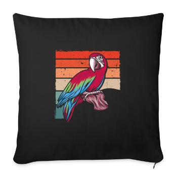 Parrot vintage on a branch - Sofa pillowcase 17,3'' x 17,3'' (45 x 45 cm) - black - Front