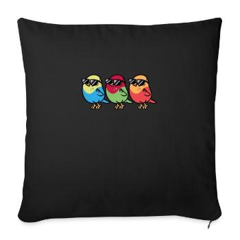 Trois oiseaux avec des lunettes de soleil - Housse de coussin décorative 45 x 45 cm - noir - Devant