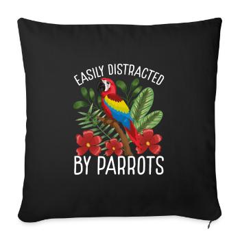 Facilement distrait par les perroquets - Housse de coussin décorative 45 x 45 cm - noir - Devant