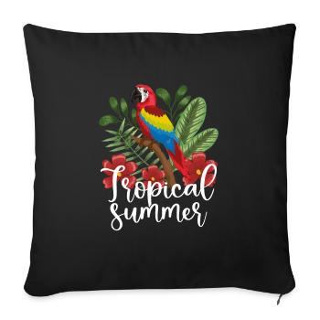 Tropischer Sommer papagei - Sofakissenbezug 45 x 45 cm - Schwarz - Vorne
