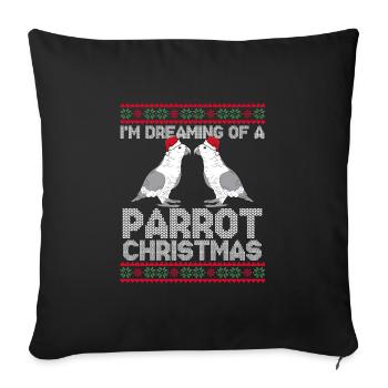 I dream of parrot Christmas - Sofa pillowcase 17,3'' x 17,3'' (45 x 45 cm) - black - Front