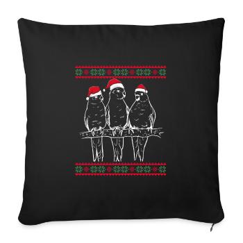 Perroquets avec des chapeaux de Père Noël - Housse de coussin décorative 45 x 45 cm - noir - Devant