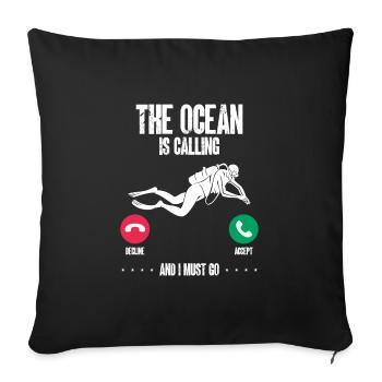 The sea is calling and I have to leave - Sofa pillowcase 17,3'' x 17,3'' (45 x 45 cm) - black - Front