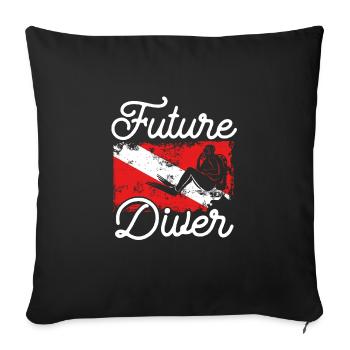 Future diver - Sofa pillowcase 17,3'' x 17,3'' (45 x 45 cm) - black - Front