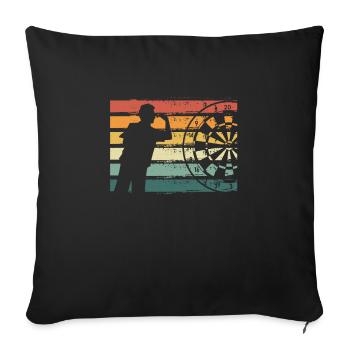 Dartmann sur un jeu de fléchettes rétro - Housse de coussin décorative 45 x 45 cm - noir - Devant