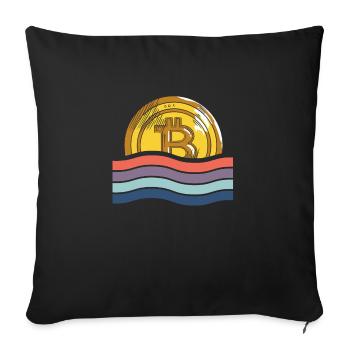 Bitcoin derrière le drapeau - Housse de coussin décorative 45 x 45 cm - noir - Devant