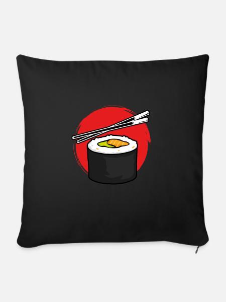Maki sushi rolle Rote Sonne - Sofakissenbezug 45 x 45 cm - Schwarz