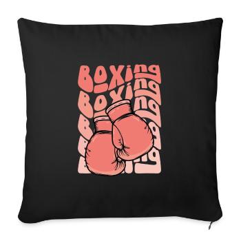 Rosa Boxhandschuhe - Sofakissenbezug 45 x 45 cm - Schwarz - Vorne