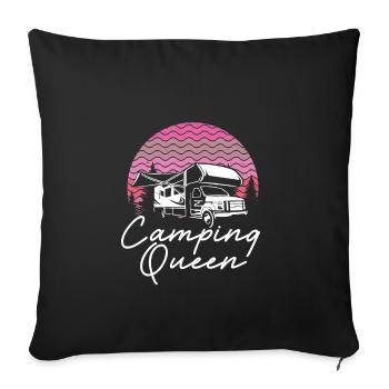 Camping Queen - Housse de coussin décorative 45 x 45 cm - noir - Devant
