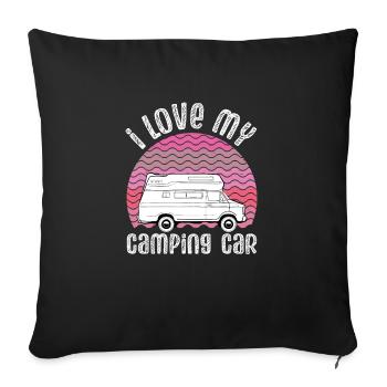 I love my pink caravan - Sofa pillowcase 17,3'' x 17,3'' (45 x 45 cm) - black - Front