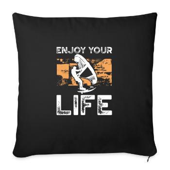 Profitez de votre vie avec le wingsurf - Housse de coussin décorative 45 x 45 cm - noir - Devant