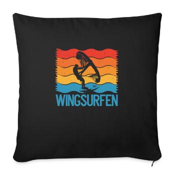 Drapeau coloré du wingsurf - Housse de coussin décorative 45 x 45 cm - noir - Devant