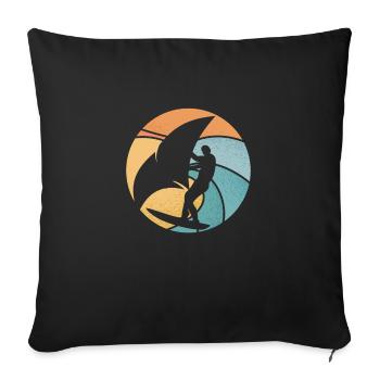 Wingsurf sur une vague - Housse de coussin décorative 45 x 45 cm - noir - Devant