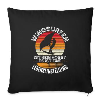 Wingsurfing Ist Kein Hobby - Sofakissenbezug 45 x 45 cm - Schwarz - Vorne