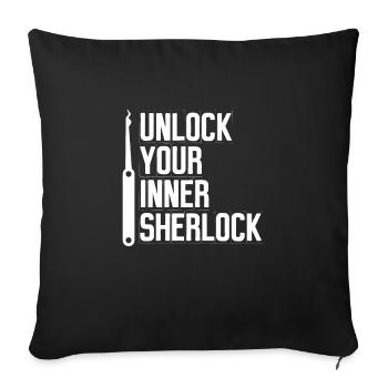 Unlock your inner Sherlock - Sofa pillowcase 17,3'' x 17,3'' (45 x 45 cm) - black - Front