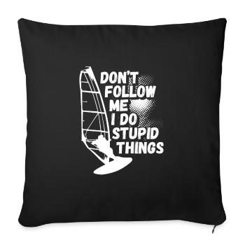Ne me suivez pas, je fais de la planche à voile - Housse de coussin décorative 45 x 45 cm - noir - Devant