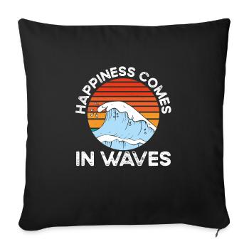 Le bonheur vient par vagues - Housse de coussin décorative 45 x 45 cm - noir - Devant