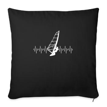 Battement de cœur de planche à voile - Housse de coussin décorative 45 x 45 cm - noir - Devant