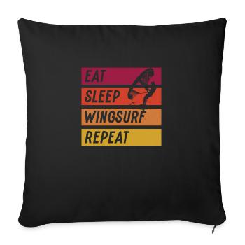 Manger Sommeil Wingsurf Répéter - Housse de coussin décorative 45 x 45 cm - noir - Devant