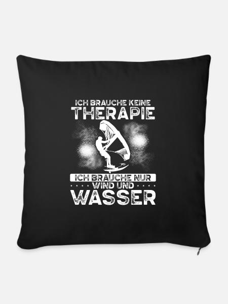 Ich Brauche Keine Therapie Ich Wingsurfe - Sofakissenbezug 45 x 45 cm - Schwarz