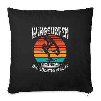 Wingsurfing Macht Mich Süchtig - Sofakissenbezug 45 x 45 cm - Schwarz - Vorne