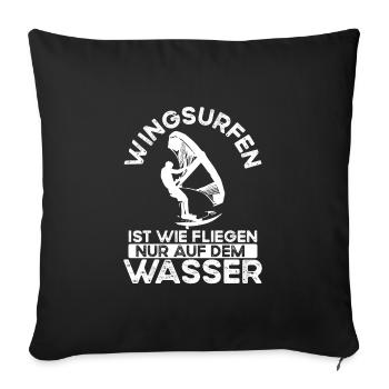 Wingsurfing Wie Fliegen Auf Dem Wasser - Sofakissenbezug 45 x 45 cm - Schwarz - Vorne