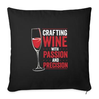 Faire du vin avec passion - Housse de coussin décorative 45 x 45 cm - noir - Devant