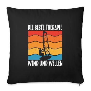 Die Beste Therapie Wind Und Wellen - Sofakissenbezug 45 x 45 cm - Schwarz - Vorne
