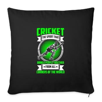 Le sport de cricket, l’être humain - Housse de coussin décorative 45 x 45 cm - noir - Devant