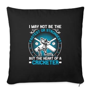 Le cœur d’un joueur de cricket - Housse de coussin décorative 45 x 45 cm - noir - Devant