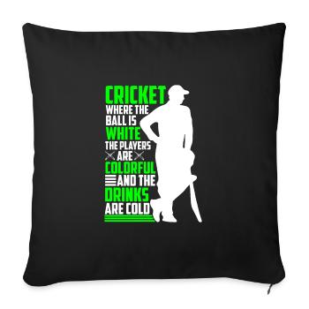 Cricket, Bei Dem Der Ball Weiß Ist - Sofakissenbezug 45 x 45 cm - Schwarz - Vorne