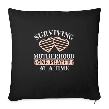 Motherhood Survival - Sofa pillowcase 17,3'' x 17,3'' (45 x 45 cm) - black - Front
