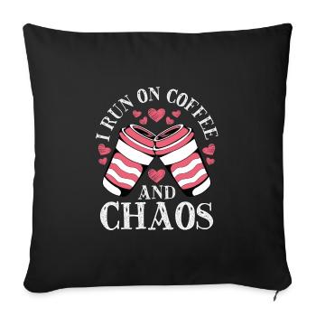Je marche sur le café et le chaos - Housse de coussin décorative 45 x 45 cm - noir - Devant