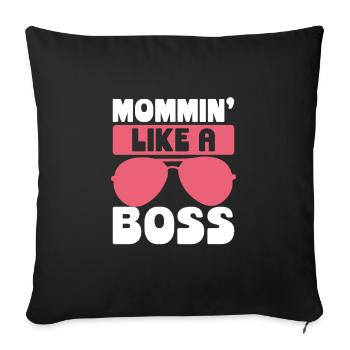 Maman comme une patronne - Housse de coussin décorative 45 x 45 cm - noir - Devant