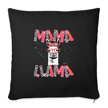 Mama Lama Mit Brille - Sofakissenbezug 45 x 45 cm - Schwarz - Vorne