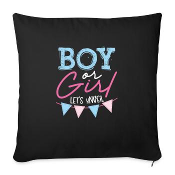 Garçon ou fille laissez-le découvrir - Housse de coussin décorative 45 x 45 cm - noir - Devant