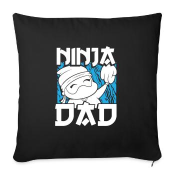 Papa ninja mignon - Housse de coussin décorative 45 x 45 cm - noir - Devant