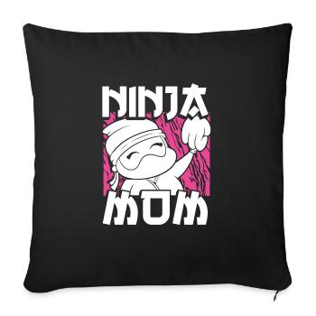 Maman ninja mignonne - Housse de coussin décorative 45 x 45 cm - noir - Devant