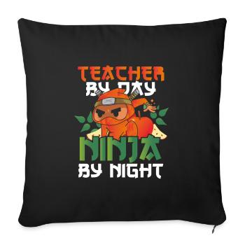 Professeur ninja la nuit - Housse de coussin décorative 45 x 45 cm - noir - Devant