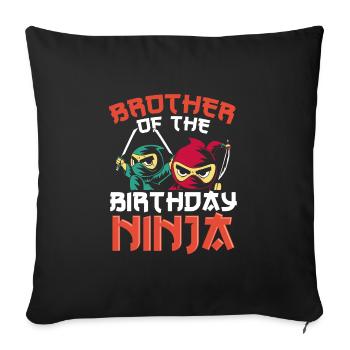 Frère du ninja d’anniversaire - Housse de coussin décorative 45 x 45 cm - noir - Devant