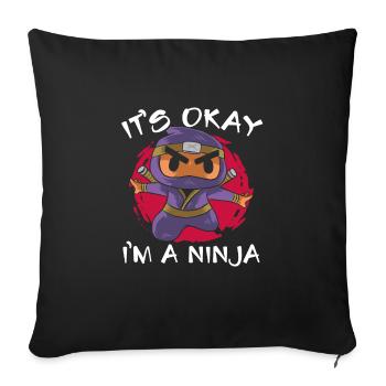 Strong Cute Ninja - Sofa pillowcase 17,3'' x 17,3'' (45 x 45 cm) - black - Front