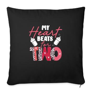 My heart beats for two - Sofa pillowcase 17,3'' x 17,3'' (45 x 45 cm) - black - Front