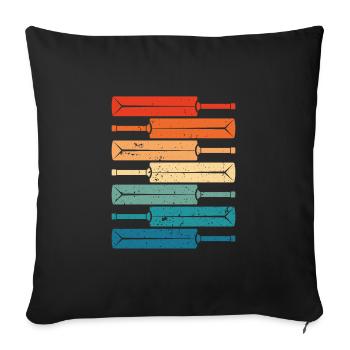 Battes de cricket colorées - Housse de coussin décorative 45 x 45 cm - noir - Devant