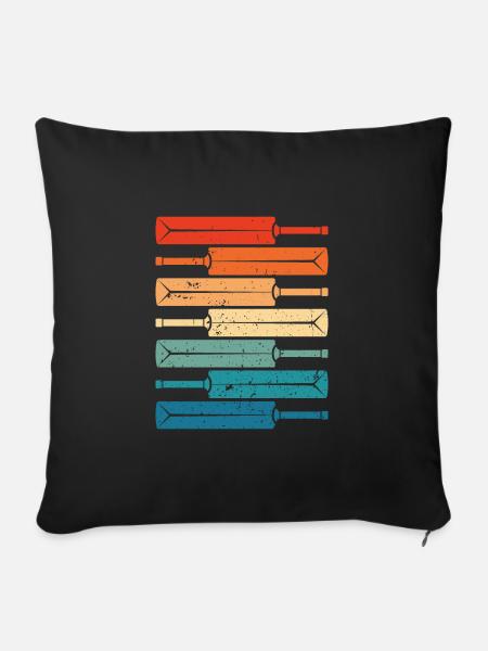 Bunte Cricketschläger - Sofakissenbezug 45 x 45 cm - Schwarz