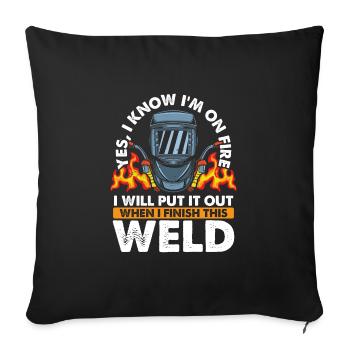 Schweißerhelm In Flammen - Sofakissenbezug 45 x 45 cm - Schwarz - Vorne