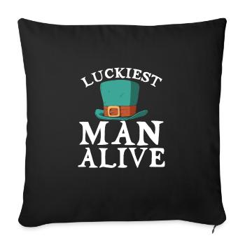 Happiest man of the living - Sofa pillowcase 17,3'' x 17,3'' (45 x 45 cm) - black - Front